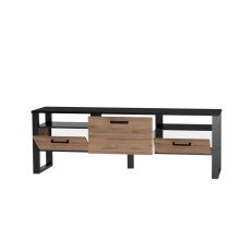 TV-Board >Nordi< in Okapi-Nuss, Schwarz - 180,3x62,6x43,1cm (BxHxT)