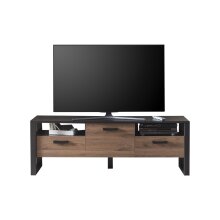 TV-Board >Nordi< in Okapi-Nuss, Schwarz - 180,3x62,6x43,1cm (BxHxT)