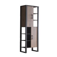 Stauraumschrank >Nordi< in Okapi-Nuss, Schwarz - 74,8x200,1x38,8cm (BxHxT)
