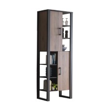 Stauraumschrank >Nordi< in Okapi-Nuss, Schwarz - 74,8x200,1x38,8cm (BxHxT)