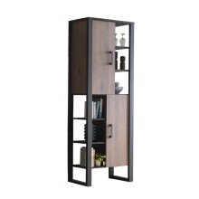 Stauraumschrank >Nordi< in Okapi-Nuss, Schwarz - 74,8x200,1x38,8cm (BxHxT)