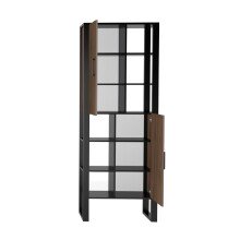 Stauraumschrank >Nordi< in Okapi-Nuss, Schwarz - 74,8x200,1x38,8cm (BxHxT)