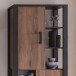 Stauraumschrank >Nordi< in Okapi-Nuss, Schwarz - 74,8x200,1x38,8cm (BxHxT)