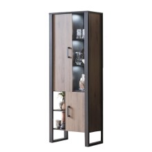 Vitrine >Nordi< in Okapi-Nuss, Schwarz - 74,8x200,1x38,8cm (BxHxT)
