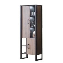 Vitrine >Nordi< in Okapi-Nuss, Schwarz - 74,8x200,1x38,8cm (BxHxT)