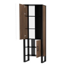 Vitrine >Nordi< in Okapi-Nuss, Schwarz - 74,8x200,1x38,8cm (BxHxT)