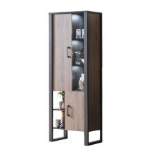 Vitrine >Nordi< in Okapi-Nuss, Schwarz - 74,8x200,1x38,8cm (BxHxT)