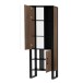 Vitrine >Nordi< in Okapi-Nuss, Schwarz - 74,8x200,1x38,8cm (BxHxT)