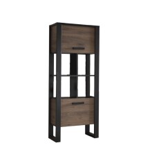 Stauraumschrank >Nordi< in Okapi-Nuss, Schwarz - 62x163,3x38,9cm (BxHxT)