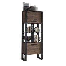 Stauraumschrank >Nordi< in Okapi-Nuss, Schwarz - 62x163,3x38,9cm (BxHxT)