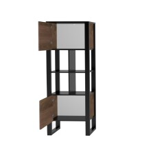 Stauraumschrank >Nordi< in Okapi-Nuss, Schwarz - 62x163,3x38,9cm (BxHxT)
