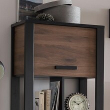 Stauraumschrank >Nordi< in Okapi-Nuss, Schwarz - 62x163,3x38,9cm (BxHxT)