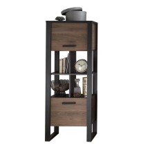 Stauraumschrank >Nordi< in Okapi-Nuss, Schwarz - 62x163,3x38,9cm (BxHxT)
