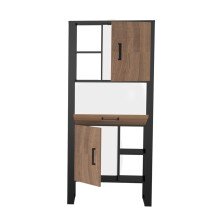 Stauraumschrank >Nordi< in Okapi-Nuss, Schwarz - 74,8x163,3x39cm (BxHxT)