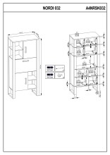 Stauraumschrank >Nordi< in Okapi-Nuss, Schwarz - 74,8x163,3x39cm (BxHxT)