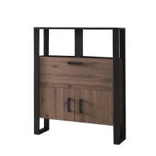 Barschrank >Nordi< in Okapi-Nuss, Schwarz - 100,3x133,4x38,9cm (BxHxT)