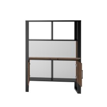 Barschrank >Nordi< in Okapi-Nuss, Schwarz - 100,3x133,4x38,9cm (BxHxT)