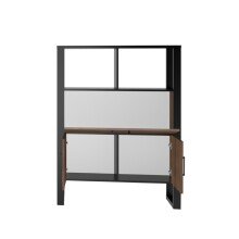 Barschrank >Nordi< in Okapi-Nuss, Schwarz - 100,3x133,4x38,9cm (BxHxT)