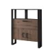 Barschrank >Nordi< in Okapi-Nuss, Schwarz - 100,3x133,4x38,9cm (BxHxT)