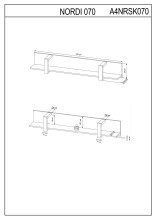 Wandboard >Nordi< in Schwarz - 150x25x23,8cm (BxHxT)