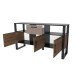 Sideboard >Nordi< in Okapi-Nuss, Schwarz - 159,9x89,7x44,7cm (BxHxT)