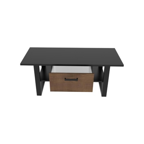 Couchtisch >Nordi< in Okapi-Nuss, Schwarz - 110x47,8x65cm (BxHxT)