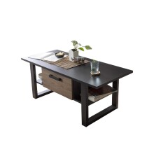 Couchtisch >Nordi< in Okapi-Nuss, Schwarz - 110x47,8x65cm (BxHxT)