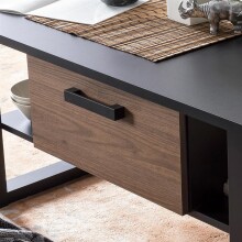 Couchtisch >Nordi< in Okapi-Nuss, Schwarz - 110x47,8x65cm (BxHxT)