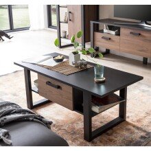 Couchtisch >Nordi< in Okapi-Nuss, Schwarz - 110x47,8x65cm (BxHxT)