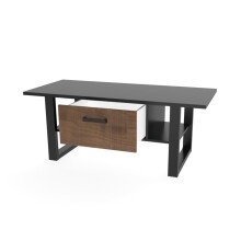 Couchtisch >Nordi< in Okapi-Nuss, Schwarz - 110x47,8x65cm (BxHxT)