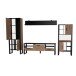 Wohnwand >Nordi< in Okapi-Nuss, Schwarz - 317,1x200,1x43,1cm (BxHxT)
