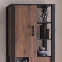 Wohnwand >Nordi< in Schwarz/Nuss - 385,4x200,1x43,1cm (BxHxT)