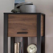 Wohnwand >Nordi< in Schwarz/Nuss - 385,4x200,1x43,1cm (BxHxT)