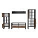 Wohnwand >Nordi< in Schwarz/Nuss - 385,4x200,1x43,1cm (BxHxT)