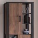 Wohnwand >Nordi< in Schwarz/Nuss - 385,4x200,1x43,1cm (BxHxT)