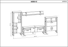 Wohnwand >Nordi< in Okapi-Nuss, Schwarz - 385,4x200,1x43,1cm (BxHxT)