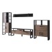 Wohnwand >Nordi< in Okapi-Nuss, Schwarz - 385,4x200,1x43,1cm (BxHxT)