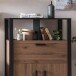 Wohnwand >Nordi< in Okapi-Nuss, Schwarz - 385,4x200,1x43,1cm (BxHxT)