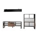 Wohnwand >Nordi< in Schwarz/Nuss - 295,6x177,6x43,1cm (BxHxT)