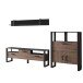 Wohnwand >Nordi< in Schwarz/Nuss - 295,6x177,6x43,1cm (BxHxT)