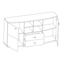 Sideboard >Polo< in Grandson-Eiche, Hochglanz-Weiß - 160x84x41,6cm (BxHxT)