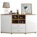 Sideboard >Polo< in Grandson-Eiche, Hochglanz-Weiß - 160x84x41,6cm (BxHxT)