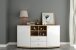 Sideboard >Polo< in Grandson-Eiche, Hochglanz-Weiß - 160x84x41,6cm (BxHxT)