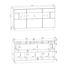 Sideboard >Sensis< in Weiß, Hochglanz-Weiß - 160x85x43cm (BxHxT)