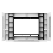 Wohnwand >Sensis< in Weiß, Hochglanz-Weiß - 275x190x40cm (BxHxT)