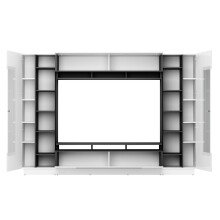 Wohnwand >Sensis< in Weiß, Hochglanz-Weiß - 275x190x40cm (BxHxT)