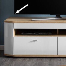 TV-Board >Sinus< in (Hochglanz)-Weiß, Grandson-Eiche - 150x51,3x46,4cm (BxHxT)