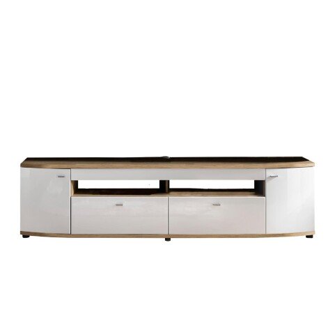 TV-Board >Sinus< in (Hochglanz)-Weiß, Grandson-Eiche - 200x51,3x46,4cm (BxHxT)
