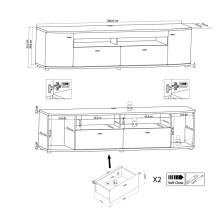 TV-Board >Sinus< in (Hochglanz)-Weiß, Grandson-Eiche - 200x51,3x46,4cm (BxHxT)