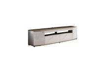 TV-Board >Sinus< in (Hochglanz)-Weiß, Grandson-Eiche - 200x51,3x46,4cm (BxHxT)